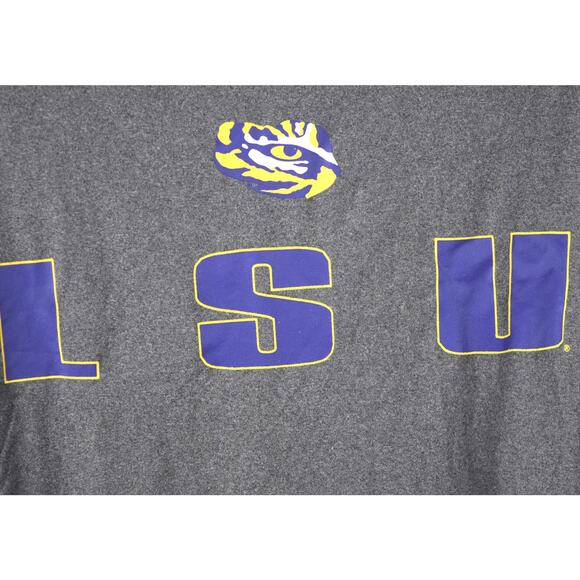 LSU Gray T-Shirt by Colosseum Long Purple Raglan Sleeve Size L Purple Spell-out - Picture 2 of 5